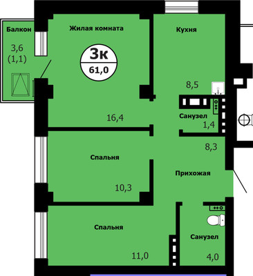 Купить 3-комнатную квартиру
